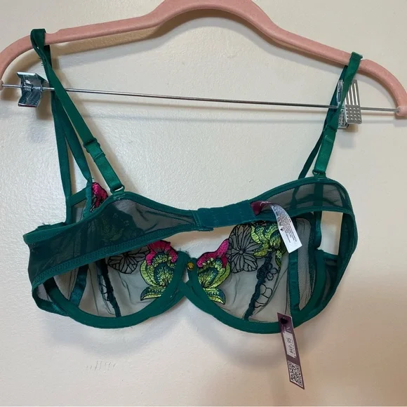 Adore Me Alyshia Demi Green Floral Sheer Bra. Size 34C NWT - Picture 7 of 10